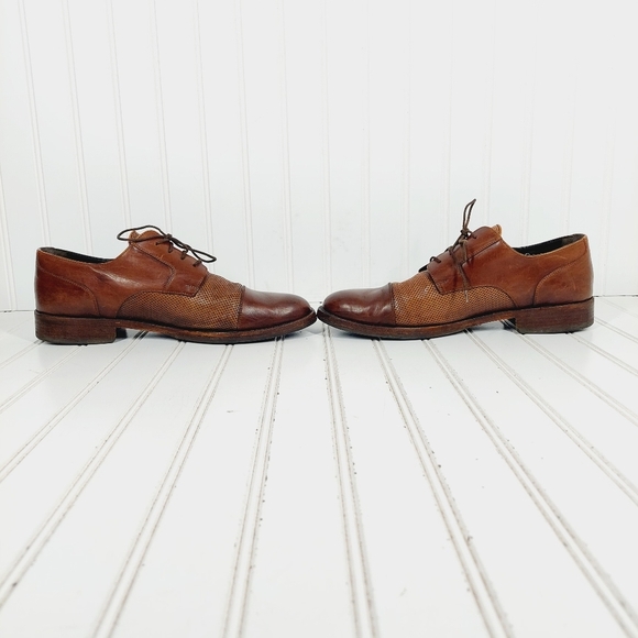 Bragamo Brown Cap Toe Perforated Lace Up Dress Oxford Shoes D864 main image 10